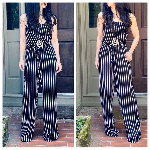 ✨LAST ONES ✨Chic tube striped wide leg jumpsuit - Picture 2 of 8
